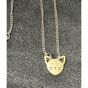 Kitty Cat Face with Pointy Ears Shaped Pendant Necklace | Animal Jewelry 18"